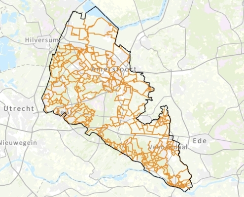 Kaart van het voorlopig ontwerp wandelroutenetwerk Utrecht-oost